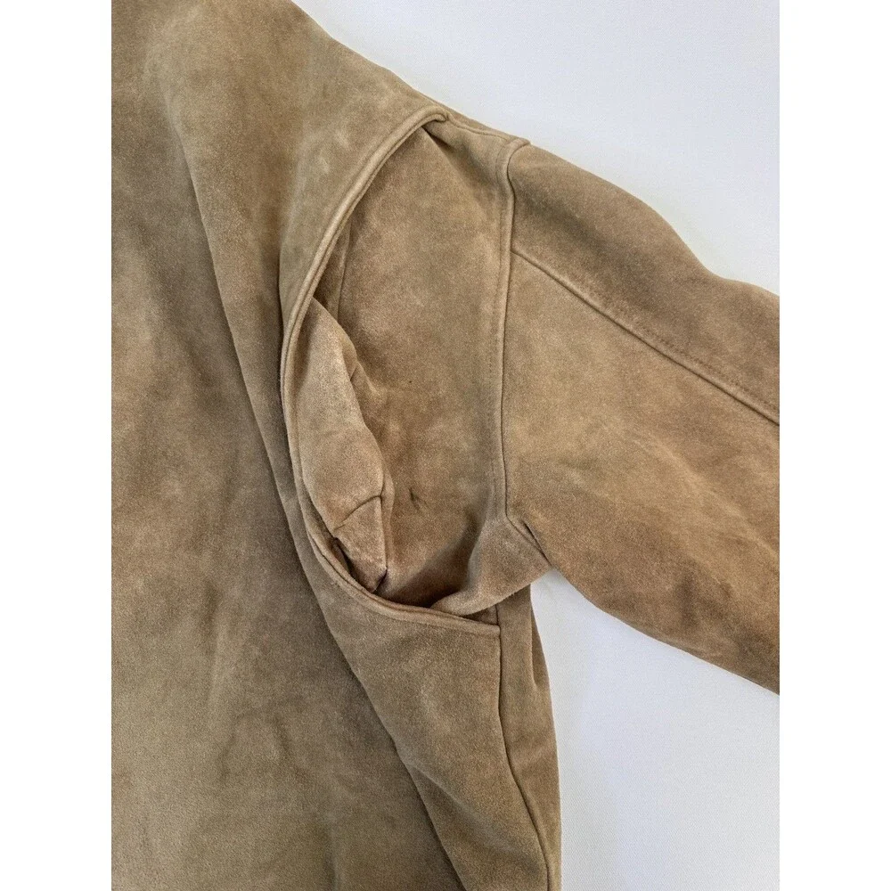 Vintage Polo Country Ralph Lauren Suede Flight Jacket Plaid Lined DISTRESSED XL